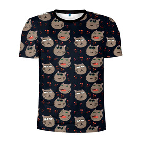 Мужская футболка 3D спортивная с принтом Котомания YES в Курске, 100% полиэстер с улучшенными характеристиками | приталенный силуэт, круглая горловина, широкие плечи, сужается к линии бедра | коты | кошки | настроение | рисование | характер | эмоции