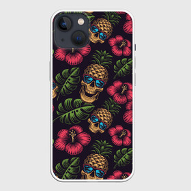 Чехол для iPhone 13 с принтом Ананасовый череп в Курске,  |  | rock and roll | rock n roll | skull | ананас | рок н ролл | цветы | череп | черепушка