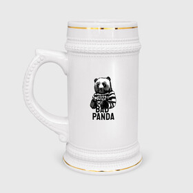 Кружка пивная с принтом Плохая панда в Курске,  керамика (Материал выдерживает высокую температуру, стоит избегать резкого перепада температур) |  объем 630 мл | bad | panda | заключенный | медведь | наручники | панда