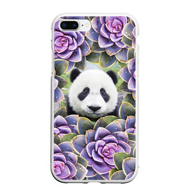 Чехол для iPhone 7Plus/8 Plus матовый с принтом Панда среди цветов в Курске, Силикон | Область печати: задняя сторона чехла, без боковых панелей | flower | flowers | panda | панда | цветы