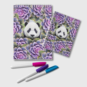 Блокнот Панда среди цветов: в Курске, 100% бумага | 48 листов, плотность листов — 60 г/м2, плотность картонной обложки — 250 г/м2. Листы скреплены удобной пружинной спиралью. Цвет линий — светло-серый
 | flower | flowers | panda | панда | цветы