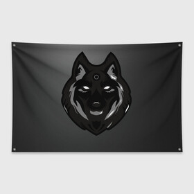 Флаг-баннер с принтом Демон волк в Курске, 100% полиэстер | размер 67 х 109 см, плотность ткани — 95 г/м2; по краям флага есть четыре люверса для крепления | волк | зверь | серый | тьма | хищник | чёрный