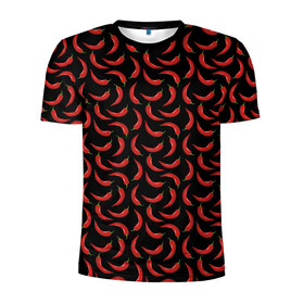 Мужская футболка 3D спортивная с принтом Hot pepper в Курске, 100% полиэстер с улучшенными характеристиками | приталенный силуэт, круглая горловина, широкие плечи, сужается к линии бедра | жгучий перец | красный перец | перец | принт с перцем