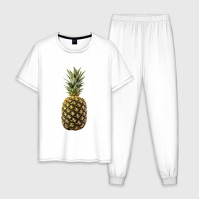 Мужская пижама хлопок с принтом ананас в Курске, 100% хлопок | брюки и футболка прямого кроя, без карманов, на брюках мягкая резинка на поясе и по низу штанин
 | ананас | еда | овощи | правильное питание | сладости | фрукты