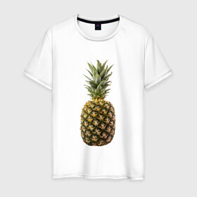 Мужская футболка хлопок с принтом ананас в Курске, 100% хлопок | прямой крой, круглый вырез горловины, длина до линии бедер, слегка спущенное плечо. | ананас | еда | овощи | правильное питание | сладости | фрукты