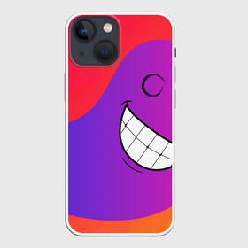 Чехол для iPhone 13 mini с принтом Градиент призрак в Курске,  |  | градиент | краски | красный | лицо | призрак | улыбка | фиолетовый
