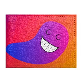 Обложка для студенческого билета с принтом Градиент призрак в Курске, натуральная кожа | Размер: 11*8 см; Печать на всей внешней стороне | градиент | краски | красный | лицо | призрак | улыбка | фиолетовый