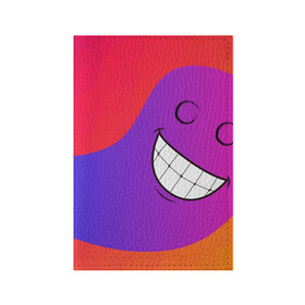 Обложка для паспорта матовая кожа с принтом Градиент призрак в Курске, натуральная матовая кожа | размер 19,3 х 13,7 см; прозрачные пластиковые крепления | градиент | краски | красный | лицо | призрак | улыбка | фиолетовый