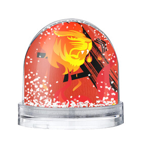 Игрушка Снежный шар с принтом Огненный лев в Курске, Пластик | Изображение внутри шара печатается на глянцевой фотобумаге с двух сторон | красный | лев | линии | огненный | огонь | пламя | рисунки