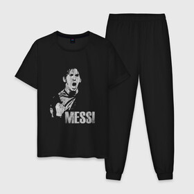 Мужская пижама хлопок с принтом Messi Scream в Курске, 100% хлопок | брюки и футболка прямого кроя, без карманов, на брюках мягкая резинка на поясе и по низу штанин
 | argentina | barca | barcelona | football | lionel | messi | spain | sport | аргентина | барса | барселона | гол | золотой мяч | игрок | испания | камп ноу | лионель | месси | мяч | спорт | тренер | футбол | чемпион | чемпионат