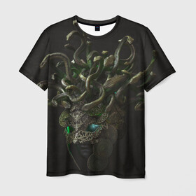 Мужская футболка 3D с принтом Медуза Горгона | Эвриала в Курске, 100% полиэфир | прямой крой, круглый вырез горловины, длина до линии бедер | горгона | змеи | медуза | медуза горгона | мифическое существо | эвриала