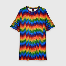 Детское платье 3D с принтом РАДУЖНАЯ КИСЛОТА в Курске, 100% полиэстер | прямой силуэт, чуть расширенный к низу. Круглая горловина, на рукавах — воланы | acid | hippy | neon | rainbow | rasta | едкий | кислотный | летний | неоновый | радиоактивный | раста | солнечный | спектры | тепловизор | теплый | хиппи | яркий