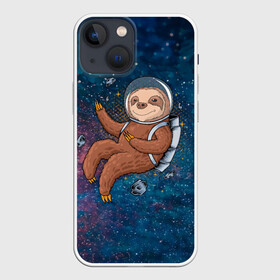 Чехол для iPhone 13 mini с принтом Милый ленивец в космосе в Курске,  |  | nasa | космонавт | космос | ленивец | метеориты | милый | наса