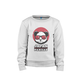 Детский свитшот хлопок с принтом Japan Kingdom of Pandas в Курске, 100% хлопок | круглый вырез горловины, эластичные манжеты, пояс и воротник | art | japanese | panda | retro look | style | vintage look | арт | винтаж | винтажный стиль | кингдом | королевство | королевство панд | крутая панда в очках | панда | пандочка | ретро стиль | рисунок панды | япония | 