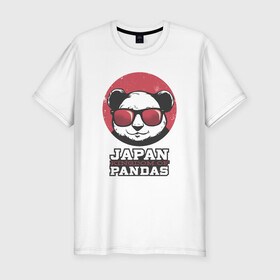 Мужская футболка хлопок Slim с принтом Japan Kingdom of Pandas в Курске, 92% хлопок, 8% лайкра | приталенный силуэт, круглый вырез ворота, длина до линии бедра, короткий рукав | art | japanese | panda | retro look | style | vintage look | арт | винтаж | винтажный стиль | кингдом | королевство | королевство панд | крутая панда в очках | панда | пандочка | ретро стиль | рисунок панды | япония | 