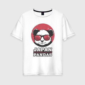 Женская футболка хлопок Oversize с принтом Japan Kingdom of Pandas в Курске, 100% хлопок | свободный крой, круглый ворот, спущенный рукав, длина до линии бедер
 | art | japanese | panda | retro look | style | vintage look | арт | винтаж | винтажный стиль | кингдом | королевство | королевство панд | крутая панда в очках | панда | пандочка | ретро стиль | рисунок панды | япония | 
