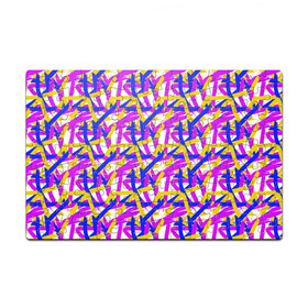 Головоломка Пазл магнитный 126 элементов с принтом абстракция из ярких полос в Курске, полимерный материал с магнитным слоем | 126 деталей, размер изделия —  180*270 мм | Тематика изображения на принте: abstract | art | blue | bright | brush strokes | childrens | color | daub | drawing | geometry | gouache | isometry | lilac | pattern | stripes | three | yellow | абстрактный | гуашь | желтый | мазки кистью | мазня | полосы | синий | сиреневый | три | цве