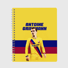 Тетрадь с принтом ANTOINE GRIEZMANN / ГРИЗМАНН в Курске, 100% бумага | 48 листов, плотность листов — 60 г/м2, плотность картонной обложки — 250 г/м2. Листы скреплены сбоку удобной пружинной спиралью. Уголки страниц и обложки скругленные. Цвет линий — светло-серый
 | antoine griezmann | barcelona | football | sport | антуан гризманн | барселона | номер 7 | сборная франции | спорт. | футбол