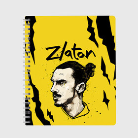 Тетрадь с принтом ЗЛАТАН ИБРАГИМОВИЧ ZLATAN в Курске, 100% бумага | 48 листов, плотность листов — 60 г/м2, плотность картонной обложки — 250 г/м2. Листы скреплены сбоку удобной пружинной спиралью. Уголки страниц и обложки скругленные. Цвет линий — светло-серый
 | Тематика изображения на принте: football | sport | zlatan ibrahimovic | златан ибрагимович | милан | сборная швеции. zlatan | спорт | футбол