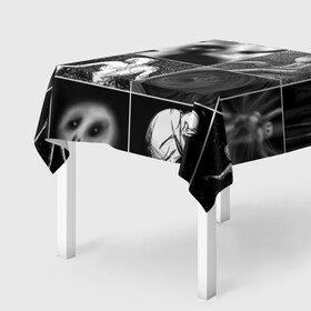 Скатерть 3D с принтом Мрачные скетчи Плитка в Курске, 100% полиэстер (ткань не мнется и не растягивается) | Размер: 150*150 см | halloween | sketches | мрачное | рисунки | скетчи | страшное | ужасы | человечки