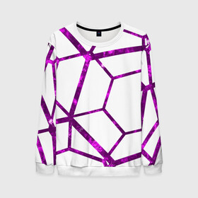 Мужской свитшот 3D с принтом Hexagon в Курске, 100% полиэстер с мягким внутренним слоем | круглый вырез горловины, мягкая резинка на манжетах и поясе, свободная посадка по фигуре | hexagon | lines | purple | violet | линии | фиолетовый многоугольник | шестиугольник
