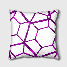 Подушка 3D с принтом Hexagon в Курске, наволочка – 100% полиэстер, наполнитель – холлофайбер (легкий наполнитель, не вызывает аллергию). | состоит из подушки и наволочки. Наволочка на молнии, легко снимается для стирки | Тематика изображения на принте: hexagon | lines | purple | violet | линии | фиолетовый многоугольник | шестиугольник