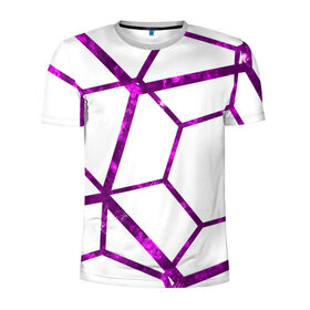 Мужская футболка 3D спортивная с принтом Hexagon в Курске, 100% полиэстер с улучшенными характеристиками | приталенный силуэт, круглая горловина, широкие плечи, сужается к линии бедра | hexagon | lines | purple | violet | линии | фиолетовый многоугольник | шестиугольник