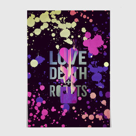 Постер с принтом Love Death and Robots в Курске, 100% бумага
 | бумага, плотность 150 мг. Матовая, но за счет высокого коэффициента гладкости имеет небольшой блеск и дает на свету блики, но в отличии от глянцевой бумаги не покрыта лаком | cartoon | death | fantasy | heavy | horror | metal | miller | netflix | robots | tim | witness | любовь | миллер | мультфильм | робот | роботы | тим | ужасы | фэнтези