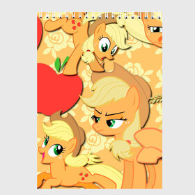 Скетчбук (блокнот) с принтом Applejack pattern в Курске, 100% бумага
 | 48 листов, плотность листов — 100 г/м2, плотность картонной обложки — 250 г/м2. Листы скреплены сверху удобной пружинной спиралью | my little pony | дружба это чудо | единорог | единороги | май литл пони | мульт | мультфильм