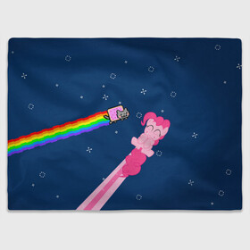 Плед 3D с принтом Nyan cat x Pony в Курске, 100% полиэстер | закругленные углы, все края обработаны. Ткань не мнется и не растягивается | my little pony | nyan cat | дружба это чудо | единорог | единороги | май литл пони | мульт | мультфильм | нян кэт