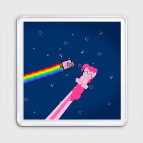 Магнит 55*55 с принтом Nyan cat x Pony в Курске, Пластик | Размер: 65*65 мм; Размер печати: 55*55 мм | my little pony | nyan cat | дружба это чудо | единорог | единороги | май литл пони | мульт | мультфильм | нян кэт
