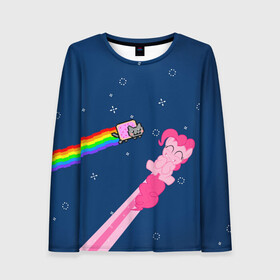 Женский лонгслив 3D с принтом Nyan cat x Pony в Курске, 100% полиэстер | длинные рукава, круглый вырез горловины, полуприлегающий силуэт | my little pony | nyan cat | дружба это чудо | единорог | единороги | май литл пони | мульт | мультфильм | нян кэт