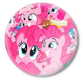 Значок с принтом Pinkie Pie pattern в Курске,  металл | круглая форма, металлическая застежка в виде булавки | my little pony | дружба это чудо | единорог | единороги | май литл пони | мульт | мультфильм