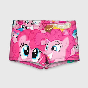 Детские купальные плавки 3D с принтом Pinkie Pie pattern в Курске, Полиэстер 85%, Спандекс 15% | Слитный крой, подклад по переду изделия, узкие бретели | Тематика изображения на принте: my little pony | дружба это чудо | единорог | единороги | май литл пони | мульт | мультфильм