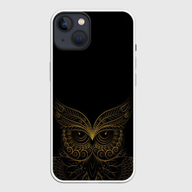 Чехол для iPhone 13 с принтом Золотая сова в Курске,  |  | вензеля | золотая сова | сова | узор | филин