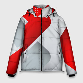 Мужская зимняя куртка 3D с принтом 3D SPORT STYLE RED WHITE в Курске, верх — 100% полиэстер; подкладка — 100% полиэстер; утеплитель — 100% полиэстер | длина ниже бедра, свободный силуэт Оверсайз. Есть воротник-стойка, отстегивающийся капюшон и ветрозащитная планка. 

Боковые карманы с листочкой на кнопках и внутренний карман на молнии. | 3d | 3д | sport | абстракция | линии | паттерн | соты | спортивный стиль | текстуры