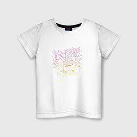Детская футболка хлопок с принтом GAMER gamepad в Курске, 100% хлопок | круглый вырез горловины, полуприлегающий силуэт, длина до линии бедер | gamer | джойстик | игра | игрок | игроман