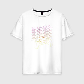 Женская футболка хлопок Oversize с принтом GAMER gamepad в Курске, 100% хлопок | свободный крой, круглый ворот, спущенный рукав, длина до линии бедер
 | gamer | джойстик | игра | игрок | игроман