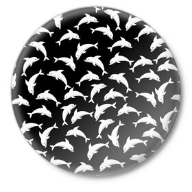 Значок с принтом Дельфиновый фон Dolphin в Курске,  металл | круглая форма, металлическая застежка в виде булавки | dolphin | дельфин | дельфиновый фон | дельфины | косатка | морской житель | пляжная