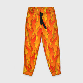 Детские брюки 3D с принтом ПЛАМЯ 2.0 в Курске, 100% полиэстер | манжеты по низу, эластичный пояс регулируется шнурком, по бокам два кармана без застежек, внутренняя часть кармана из мелкой сетки | fire | flame | горячий | желтый | красный | летний | огонь | пожар | стиль | теплый | тренд | языки пламени | яркий