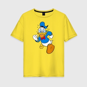 Женская футболка хлопок Oversize с принтом Дональд Дак в Курске, 100% хлопок | свободный крой, круглый ворот, спущенный рукав, длина до линии бедер
 | disney | don | donald duck | donald fauntleroy duck | vdzabma | дисней | дон | дональд дак