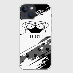 Чехол для iPhone 13 mini с принтом IDIOT Black Clover в Курске,  |  | Тематика изображения на принте: asta | black bulls | black clover | quartet knights | yuno | акума | аниме | аста | блэк кловер | буракку куро:ба | демон | королевство клевера | король магов | лихт | магна | манга | пятилистник | черный бык | чёрный клев