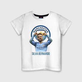 Детская футболка хлопок с принтом Silva Bernardo Манчестер Сити в Курске, 100% хлопок | круглый вырез горловины, полуприлегающий силуэт, длина до линии бедер | manchester city | бернарду силва | манчестер сити | сборная португалии | футбол | футболист
