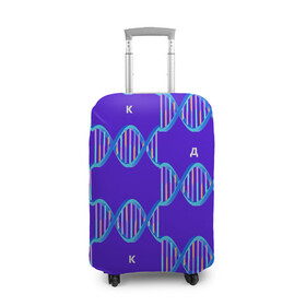 Чехол для чемодана 3D с принтом Молекула ДНК в Курске, 86% полиэфир, 14% спандекс | двустороннее нанесение принта, прорези для ручек и колес | биология | буквы | днк | молекула | науки | синий | химия