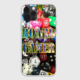 Чехол для iPhone 12 Pro с принтом Board Gamer | Настольщик в Курске, силикон | область печати: задняя сторона чехла, без боковых панелей | board gamer | board games | games | игры | кубики | настольные игры | настольщик