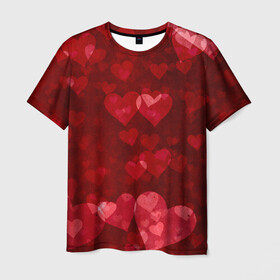 Мужская футболка 3D с принтом СЕРДЕЧКИ | HEARTS (Z) в Курске, 100% полиэфир | прямой крой, круглый вырез горловины, длина до линии бедер | affection | cardiac | fondness | heart | love | loving | любимая | любимый | любовь | любоф | любофф | любофь | надписи | надпись | сердечко | сердце | сердцевина | сердчишко