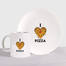 Набор: тарелка + кружка с принтом I LOVE PIZZA | Я ЛЮБЛЮ ПИЦЦУ (Z) в Курске, керамика | Кружка: объем — 330 мл, диаметр — 80 мм. Принт наносится на бока кружки, можно сделать два разных изображения. 
Тарелка: диаметр - 210 мм, диаметр для нанесения принта - 120 мм. | Тематика изображения на принте: affection | cardiac | fondness | heart | i love pizza | love | loving | pizza | еда | любимая | любимый | любовь | любоф | любофф | любофь | надписи | надпись | пицца | сердечко | сердце | сердцевина | сердчишко