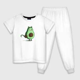 Детская пижама хлопок с принтом Авокадо кот идет на работу в Курске, 100% хлопок |  брюки и футболка прямого кроя, без карманов, на брюках мягкая резинка на поясе и по низу штанин
 | avocado | cat | авокадо | кот | рисунок
