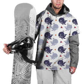 Накидка на куртку 3D с принтом Киты и яхты в Курске, 100% полиэстер |  | Тематика изображения на принте: волны | звезды | киты | море | паттерны | яхты