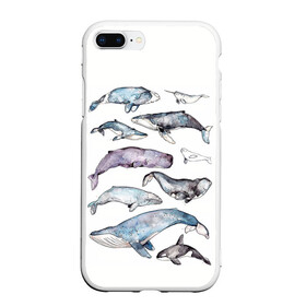 Чехол для iPhone 7Plus/8 Plus матовый с принтом киты в Курске, Силикон | Область печати: задняя сторона чехла, без боковых панелей | Тематика изображения на принте: ocean | sea | киты | море | морской принт | морской фон | океан | паттерн | рыбы | текстуры
